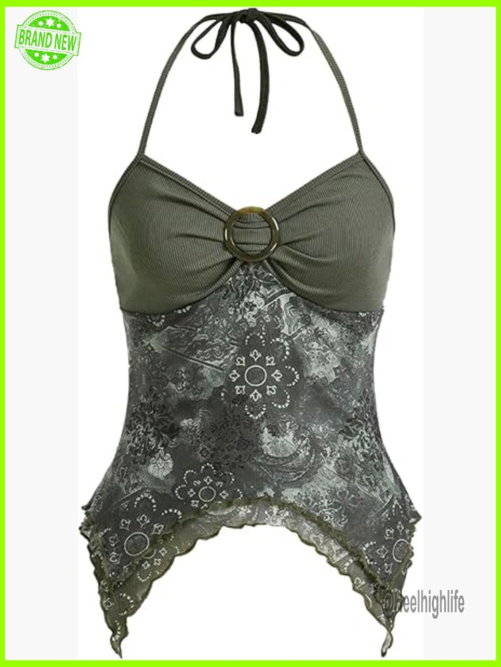 Y2K Halter Top Asymmetrical Fairy Tank Top Whimsical Going Out Tops